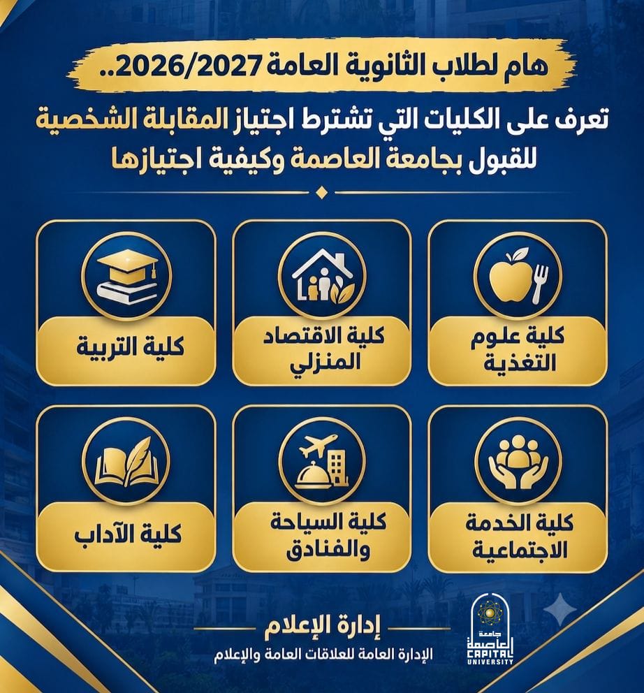 الكليات التي تشترط اجتياز المقابلة الشخصية للقبول بجامعة العاصمة وكيفية اجتيازها