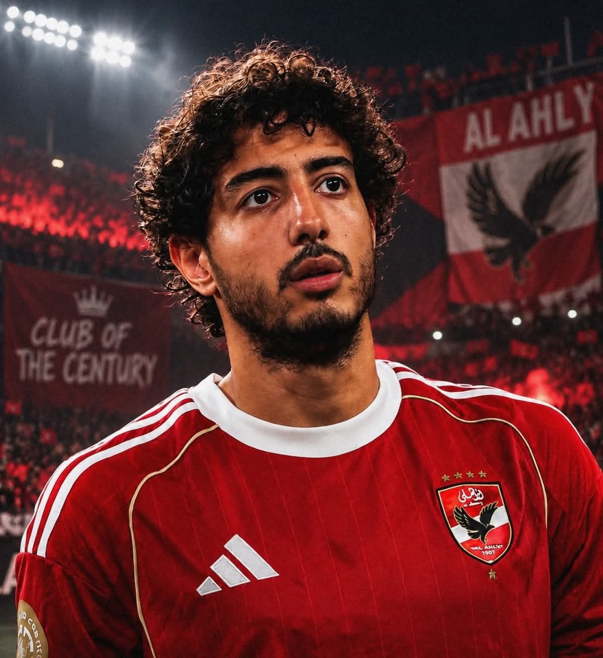 إمام عاشور بقميص الأهلي الأحمر