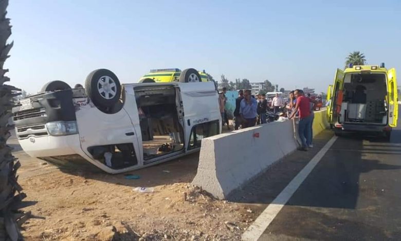 حادث مروع بـ طريق بلقاس جمصة يهدد حياة 14 مصاب بالخطر (شاهد الصور)