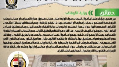 الأوقاف تكشف حقيقة منع التبرعات بالمساجد وتحويلها على حسابات بنكية لأغراض آخرى