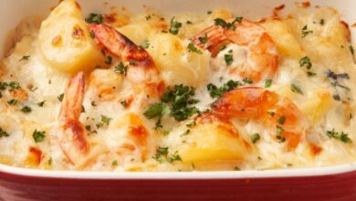 طاجن جمبري بالبطاطس