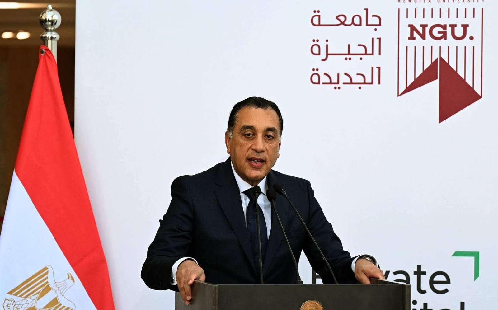 رئيس الوزراء يلقي كلمة خلال فعاليات افتتاح مستشفى جامعة الجيزة الجديدة