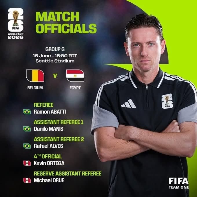 أباتي حكماً لمباراة منتخب مصر أمام بلجيكا في مستهل مشواره بالمونديال